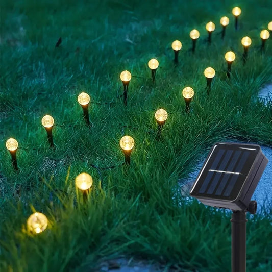 LED Solar Garden Light  Bubble Path Lighting Crystal Ground Stakes Outdoor Lawn Lights- 8 Modes for Christmas Party Decoration
