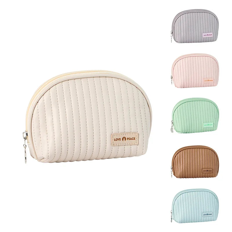 Girl Leather Makeup Bag Women Portable Cosmetic Bag Outdoor Waterproof Toiletries Organizer Female Beauty Bags Makeup Organizer