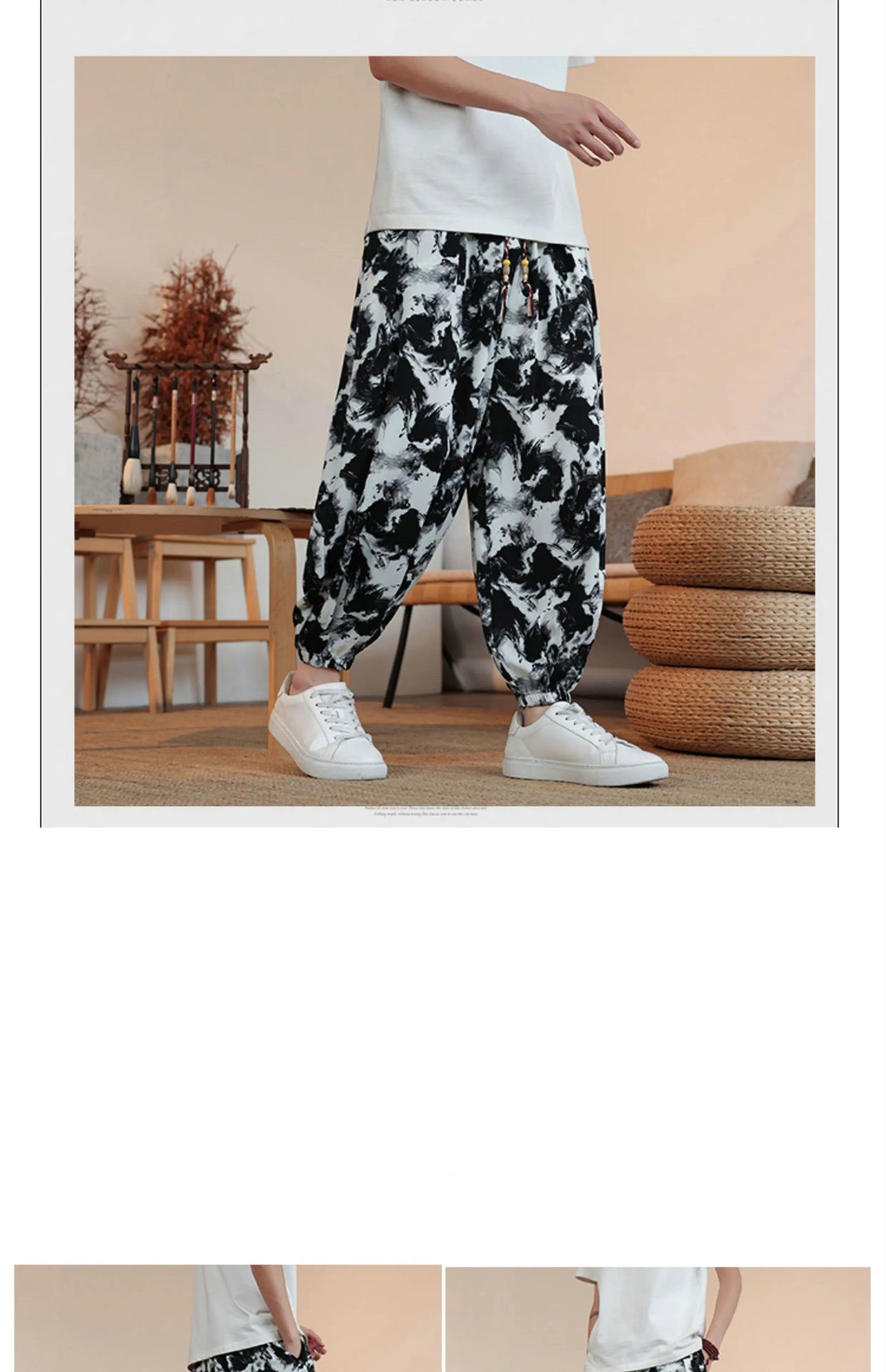 Summer Men Wide-leg Pants Male Retro Harem Pants Mens Hiphop Streetwear Harajuku Style Casual Pants Women Jogging Trousers