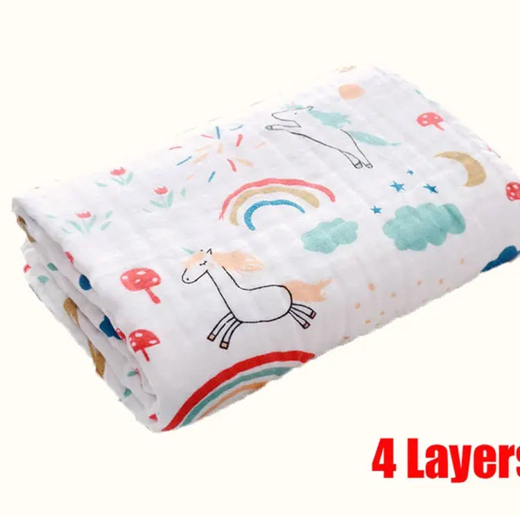 Baby Bath Towel Boy Girl Cotton Blanket For Newborn Bathrobe 4-Layer Gauze Washcloth Infant Swaddle