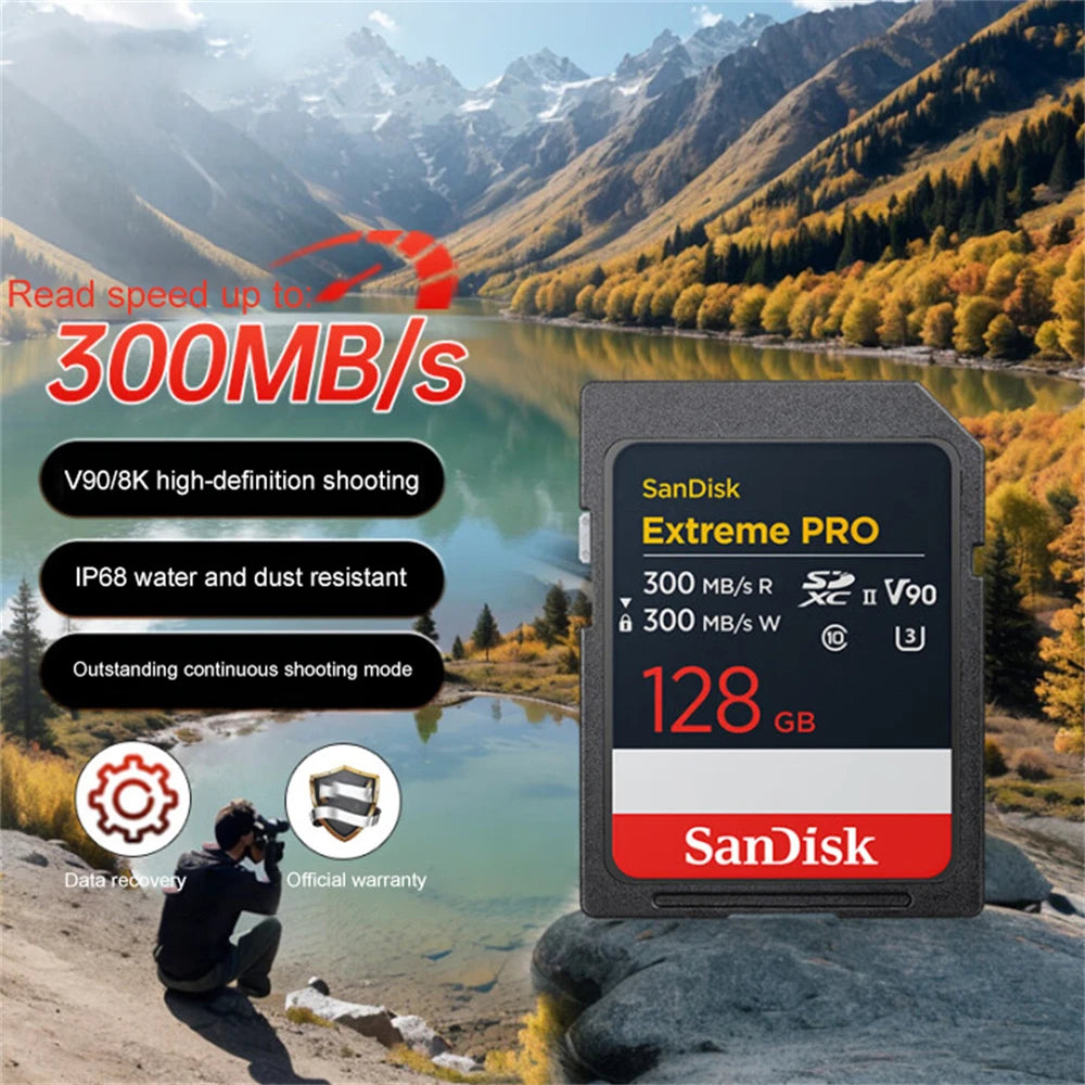 Original Extreme PRO U3 4K 6K 8K C10 V30 V60 V90 SDHC Memory Card SD UHD Video SDXC sd Card UHS-I UHS-II for SLR 3D Canon Camera
