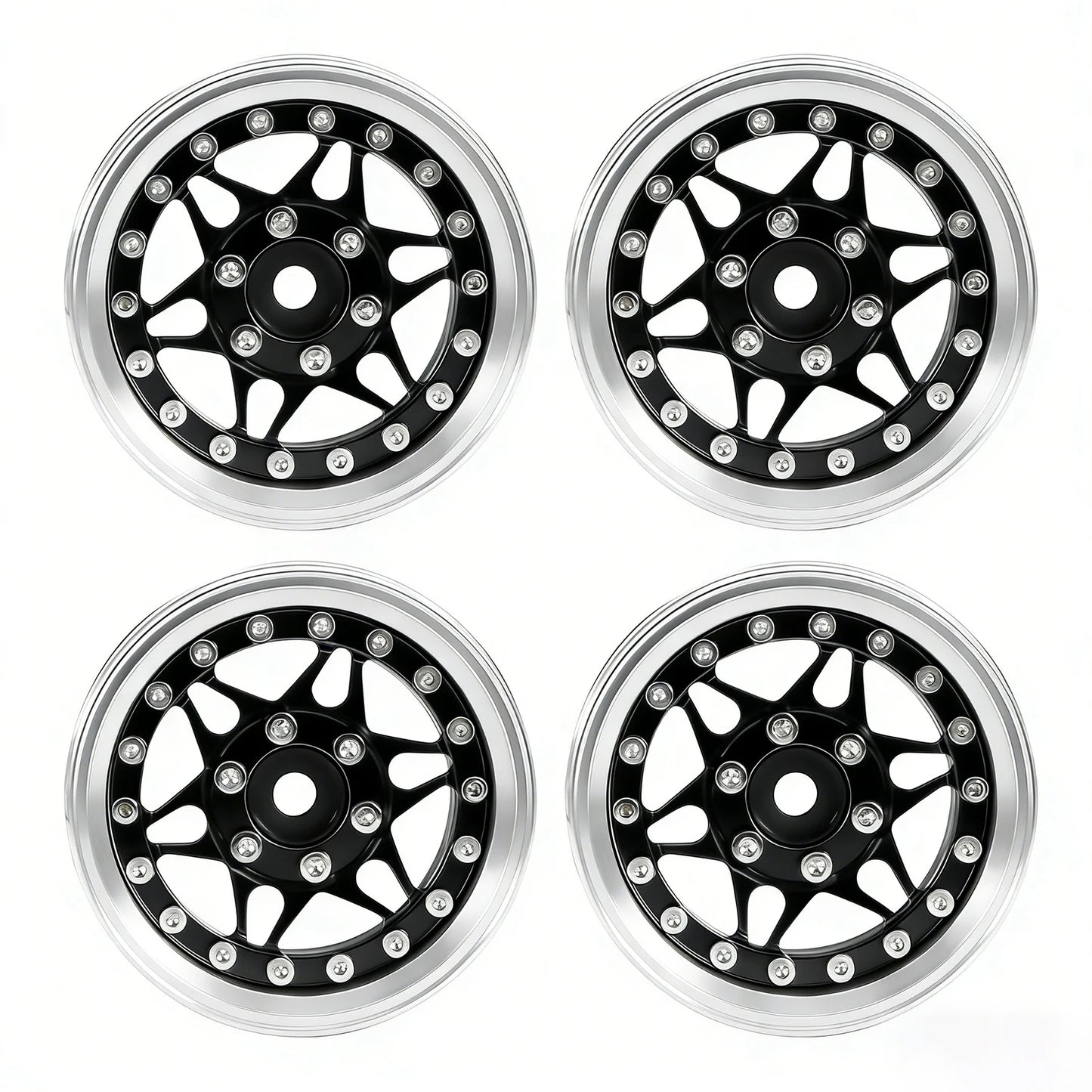 1.9" CNC Aluminum Beadlock Wheels Rim with Adjustable Offset for TRX4 TRX6 Axial SCX10 Redcat GEN8 RC4WD D90 1/10 RC Crawler