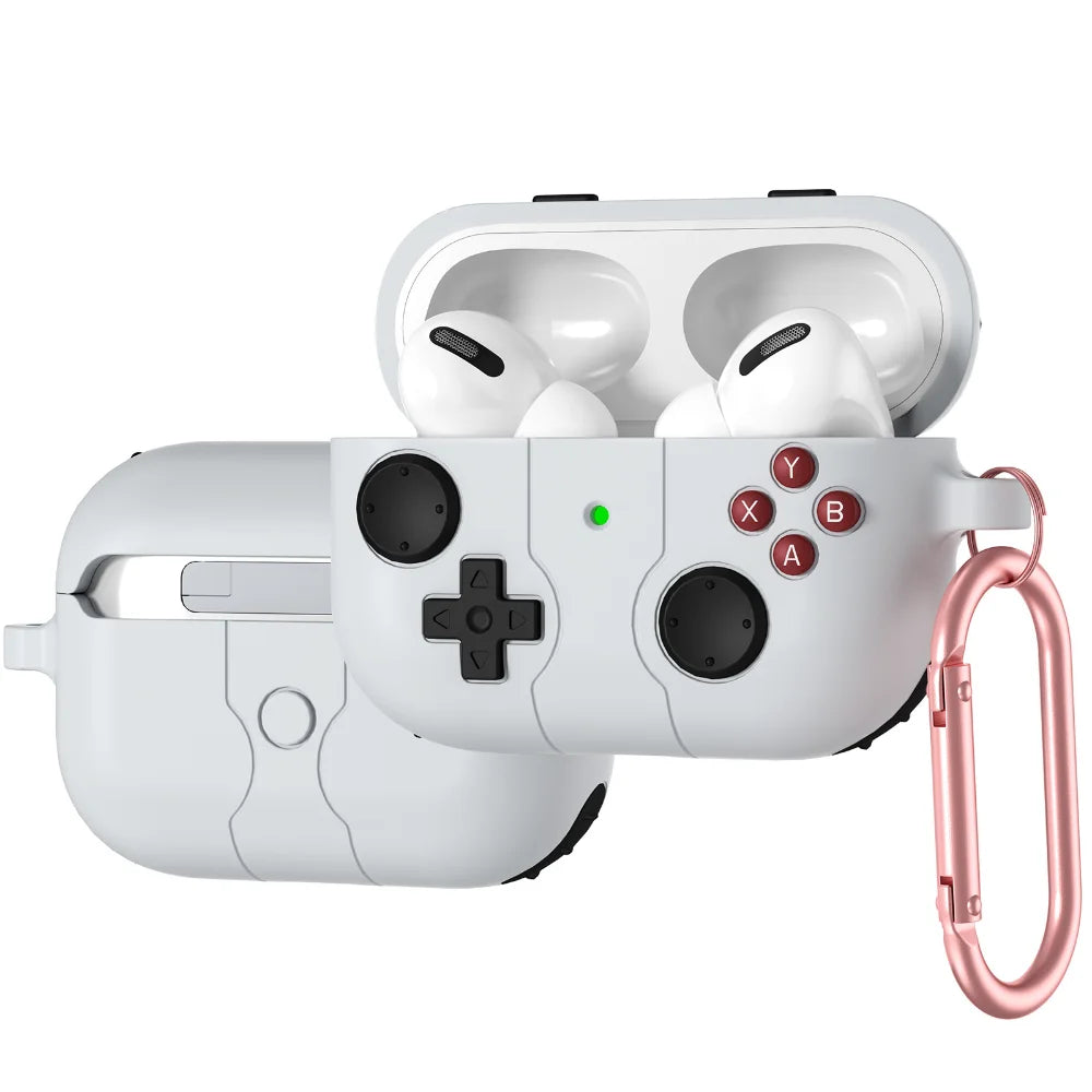 3D Gamepad Silicone Case for AirPods 4 2024/Pro 2, Cute Cartoon Shockproof Cover with Carabiner, Wireless Charging
