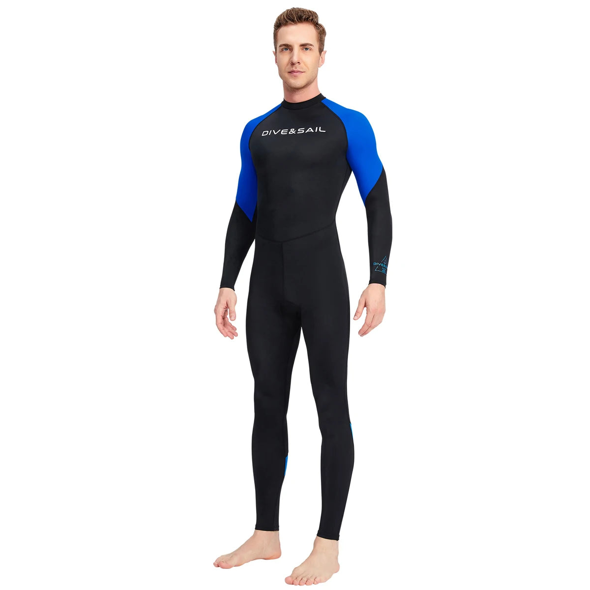 Summer Men's Long-sleeved One-piece Swimsuit Lightweight Breathable Beach Surfing Swimming Sunscreen Quick-drying Clothesdropshi