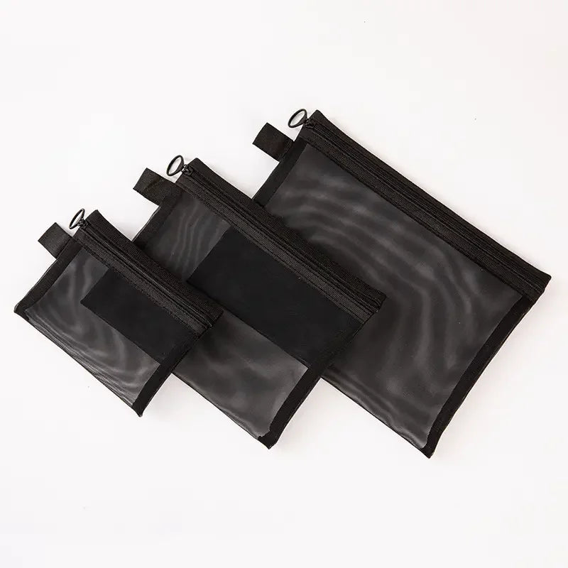 1/12pcs Mesh Clear Cosmetic Bags Small Large Black Makeup Bag Portable Travel Toiletry Organizer Case Lipstick Storage Pouch