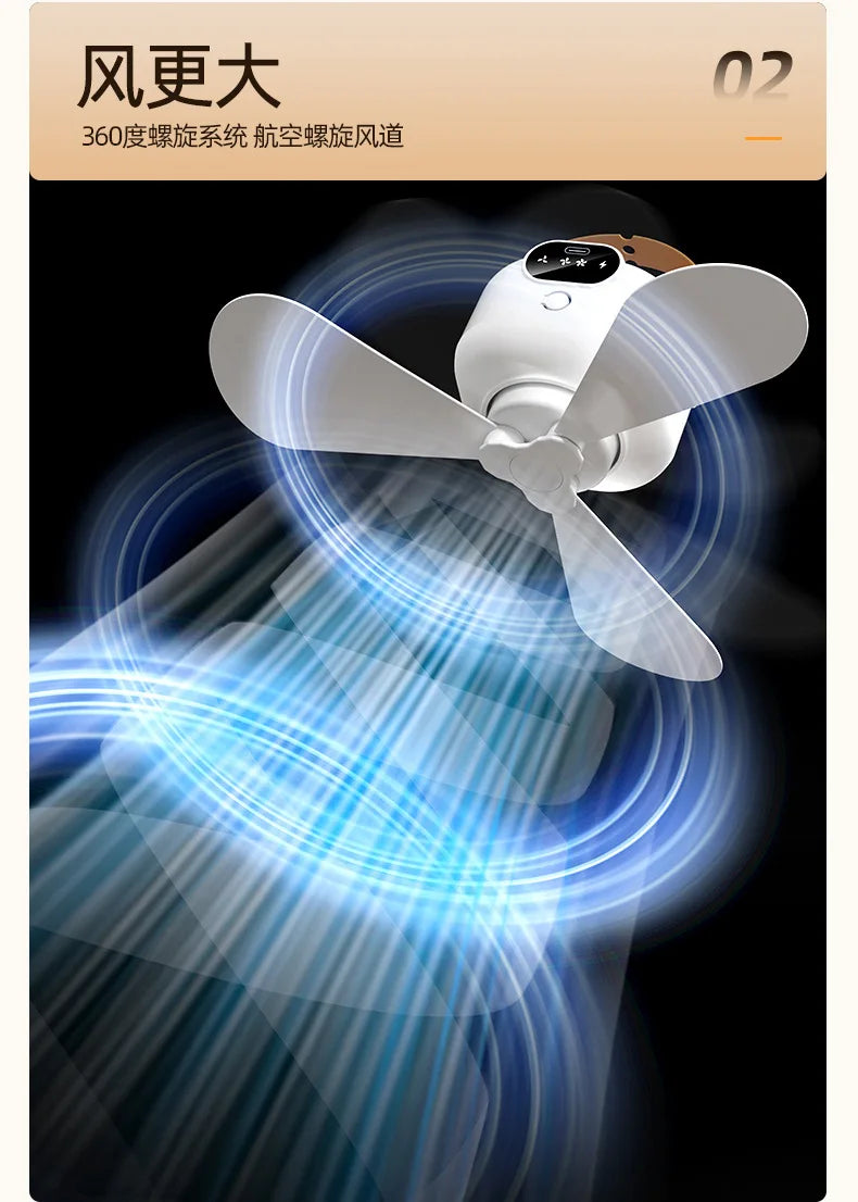 Outdoor Fan Small Ceiling Dormitory Night Light Remote Control Electric Fan Home
