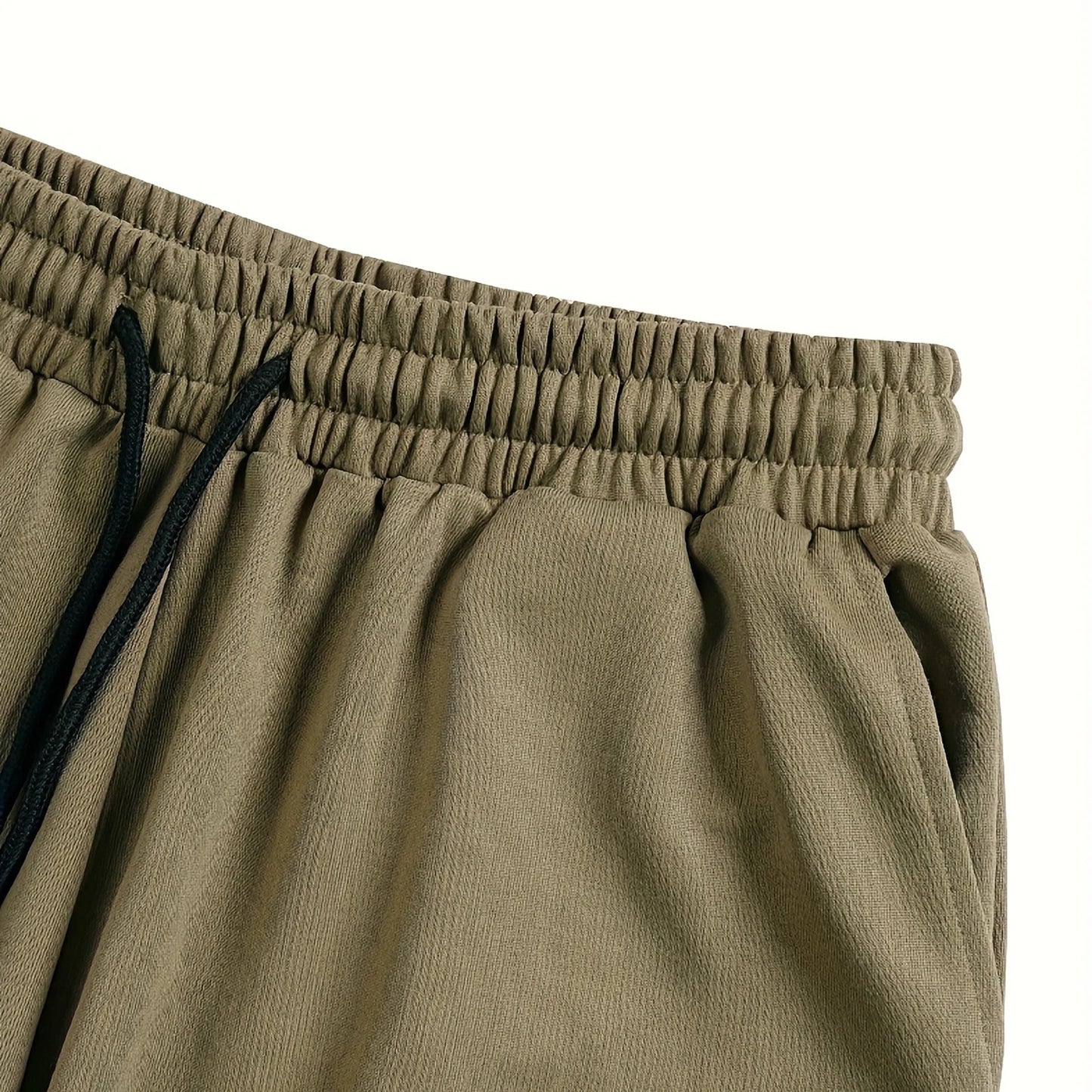 Men's Wide Leg Capri Pants Solid Color Casual 3/4 Length Drawstring Waist Sweatpants with Pockets for Sports, Gym