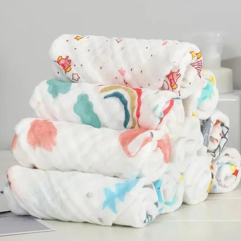 30*30cm Baby 6 Layers Cotton Towel Soft Baby Towels Handkerchief Bathing Feeding Washcloth Wipe Burp Cloth Lot Muslin 3/5pcs