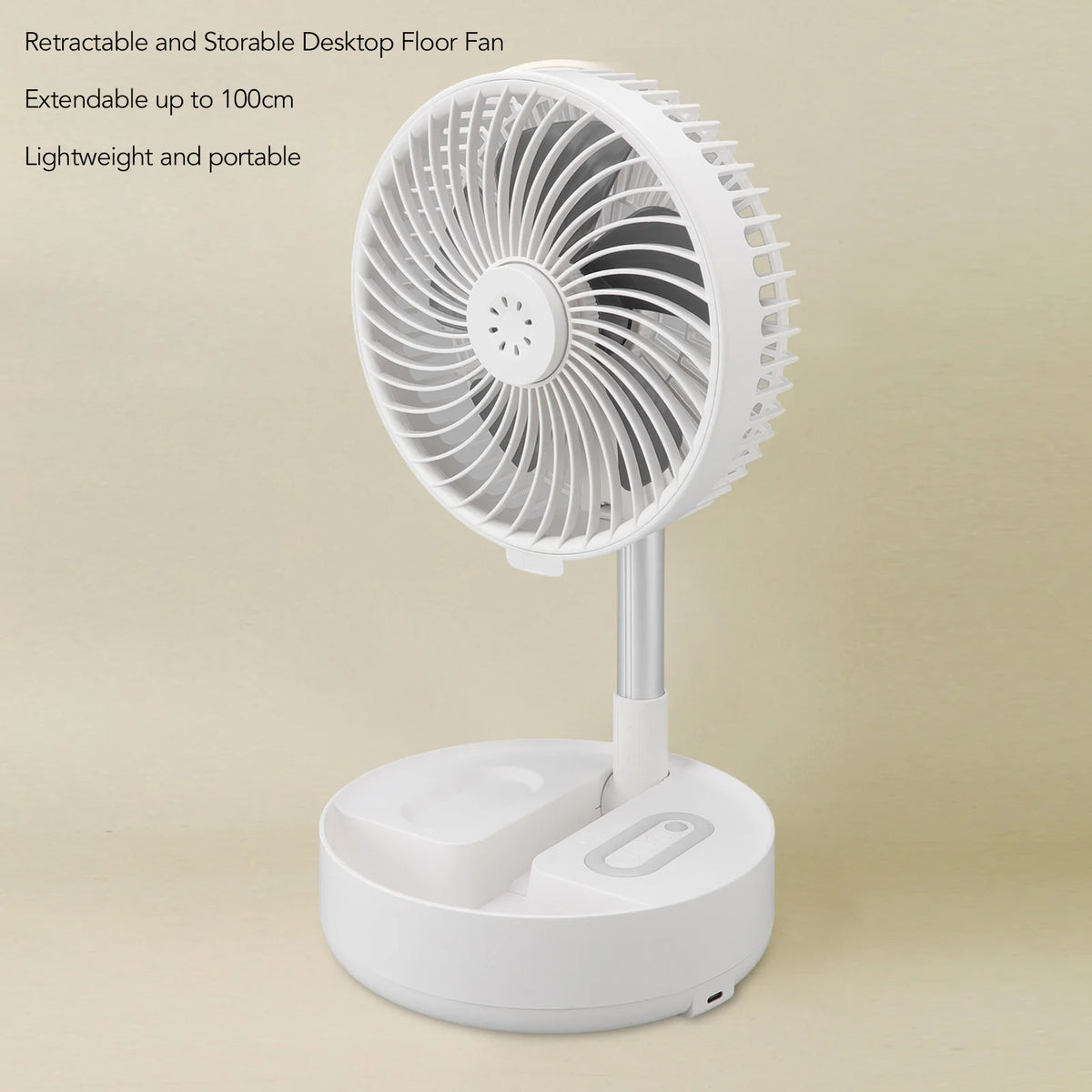 Folding Telescopic Fan 4 Speed USB Charging Remote Control Portable Desktop Floor Fan with Light for Home Travel