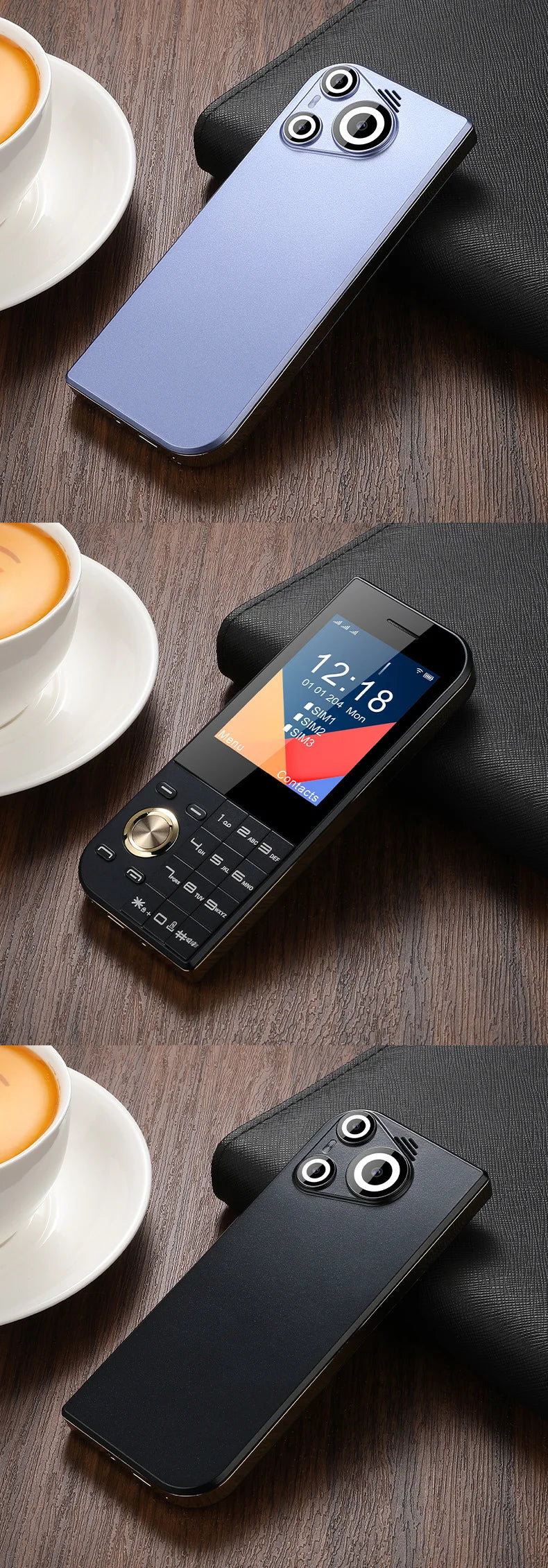 2025 New Push Button Mobile Phone 2.8' Three SIM 3SIM Bluetooth Flashlight MP3 Wireless FM Camera Vibration BigHorn CellPhone