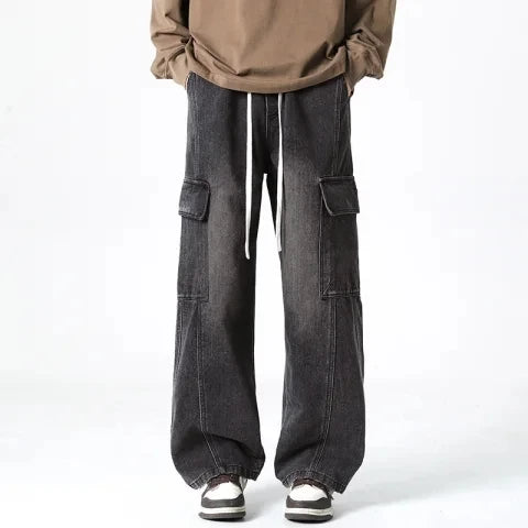 2025 Spring and Summer Men's Jeans Comfortable Versatile Workwear Military Straight Jeans Men's Fashion Trend Classic Style