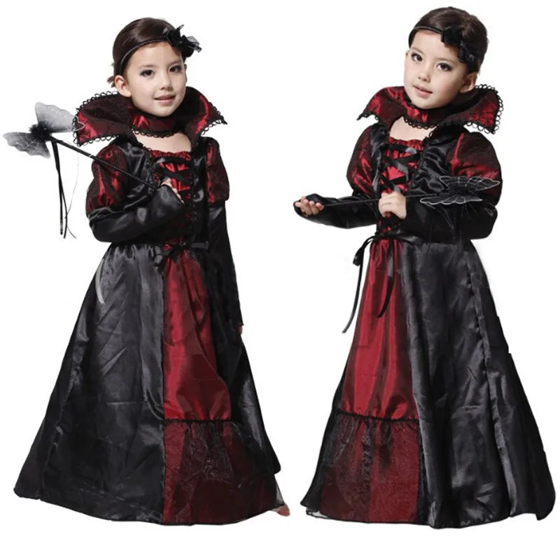 Halloween Fantasy Costumes for Kids Gothic Ghost Bride Red Vampire & Day of The Dead Cosplay Girls & Boys