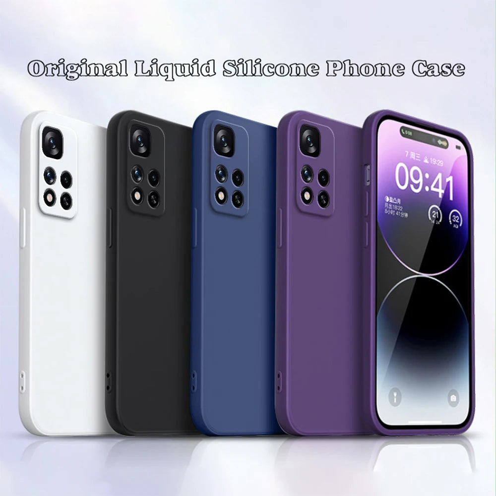 Funda Liquid Silicone Phone Case for Xiaomi Redmi Note11 Note 11 11E 11T Pro Plus 11Pro 11TPro Pro+ 11S 11SE 5G Soft Plain Cover