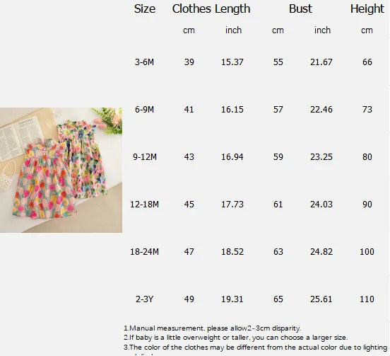 Summer Baby Girl Dress Sweet Flower Printed Sleeveless Girl Dress Korean Style Children Clothing