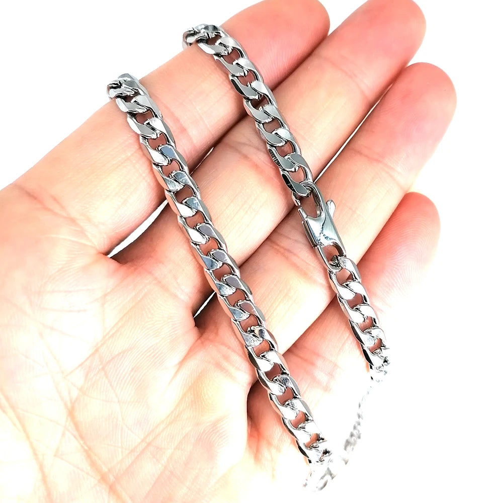 Stainless Steel Necklace  6/8/12mm Width Customize Length Men Curb Cuban Link Chain Punk Fashion Jewelry Factory Drop Shipping