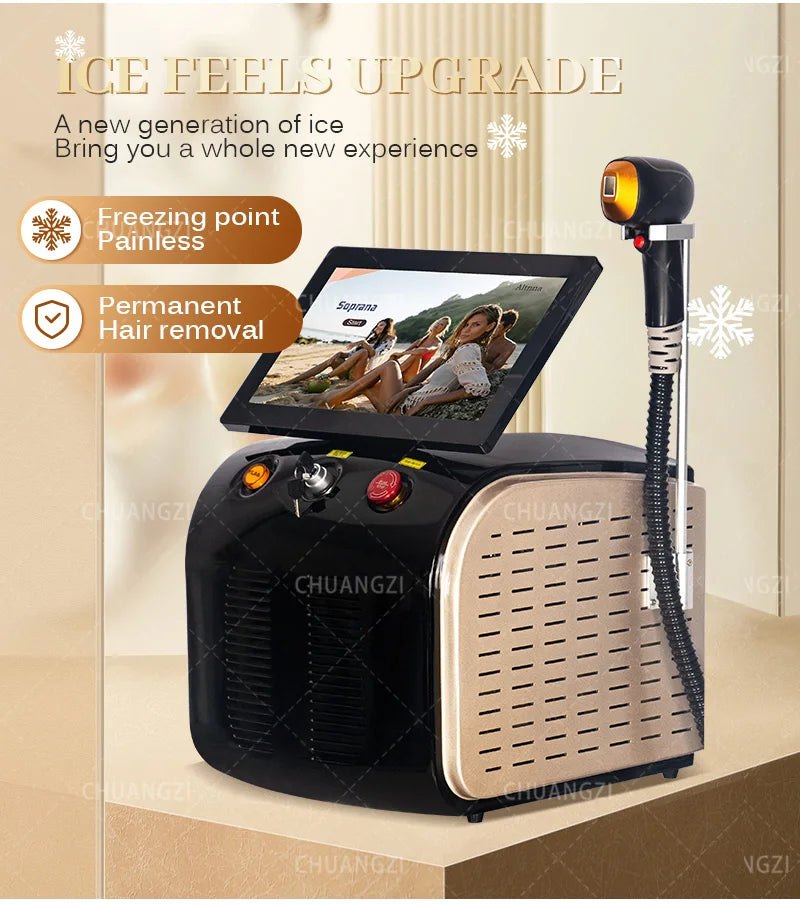 Professional 808nm Diode Laser Hair Removal Machine 3 wave Ice Titanium Painles Permanent Alexandrite Device For Salon Depilador