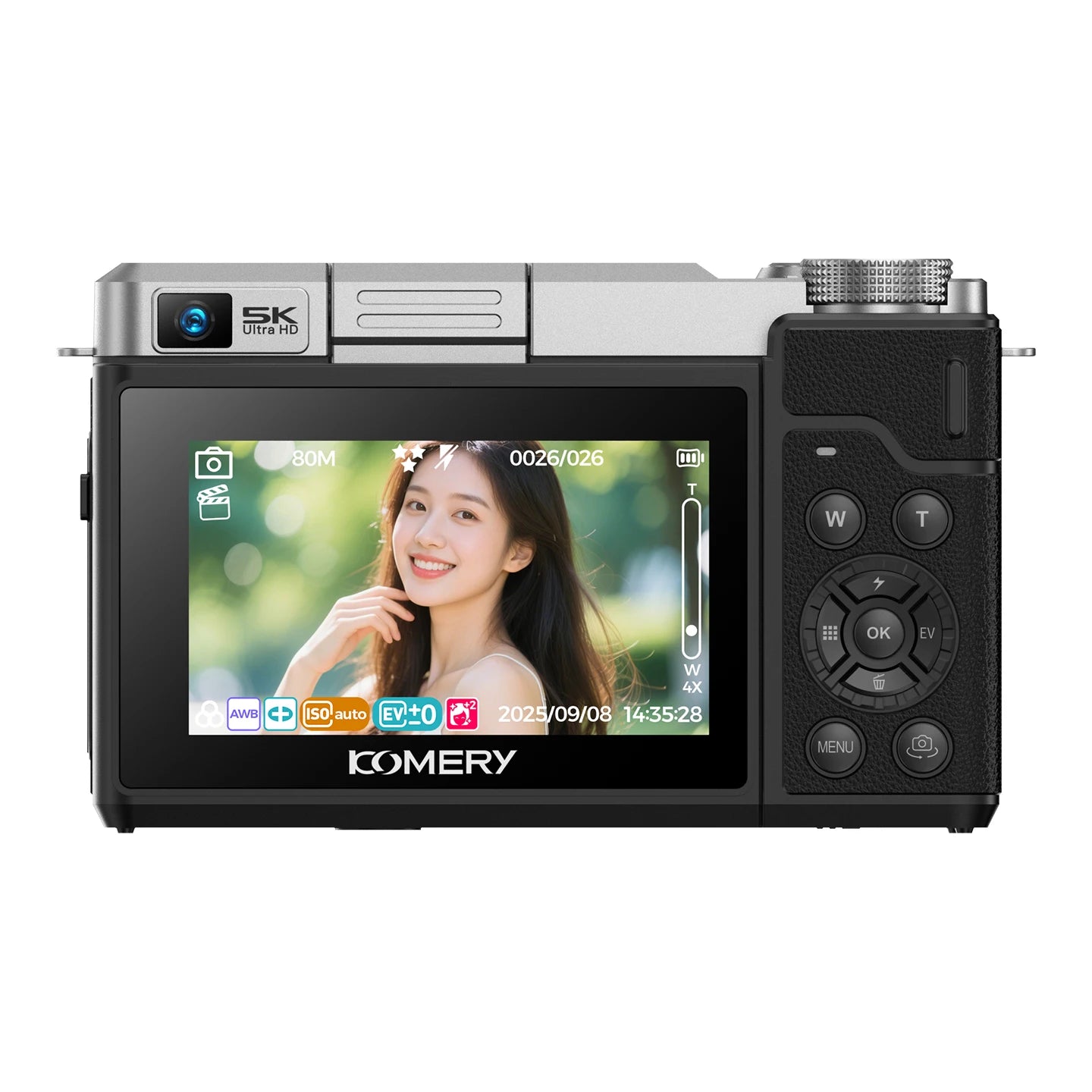 5K Digital Camera Auto Focus 80MP Vlogging Camera for YouTube and Anti-Shake Video Camera with Flash Dual Lens Selfile Camcorder