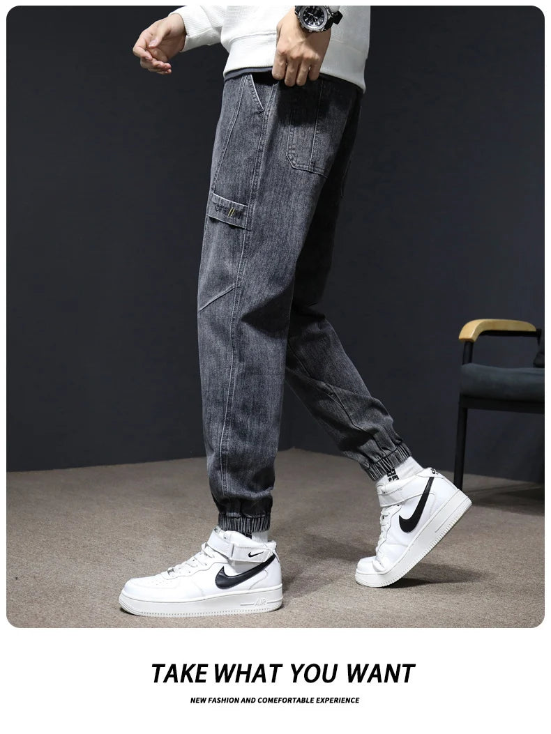 Jeans Men's Fall 2025 New Loose Leg Harem Pants Men's Elastic Waist Casual Pants
