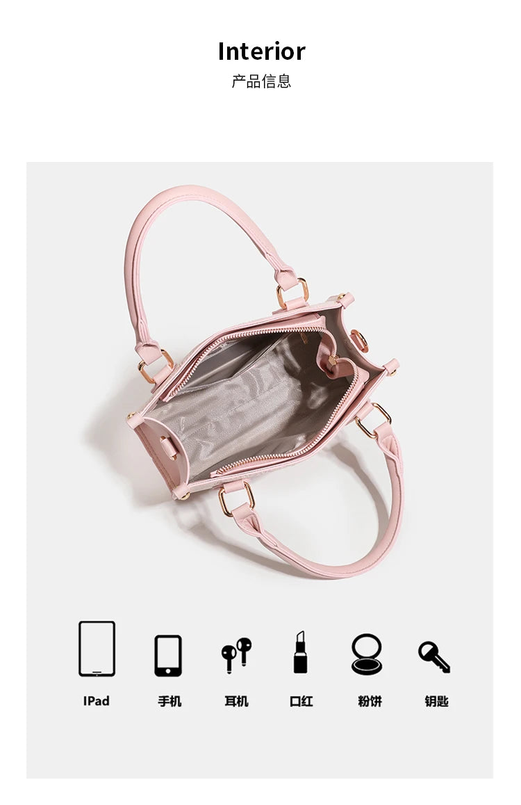 Elegant Solid Color Leather Diaper Bag For Women Designer Crossbody Messenger Large Capacity Fashionable Luxury Tote Bag