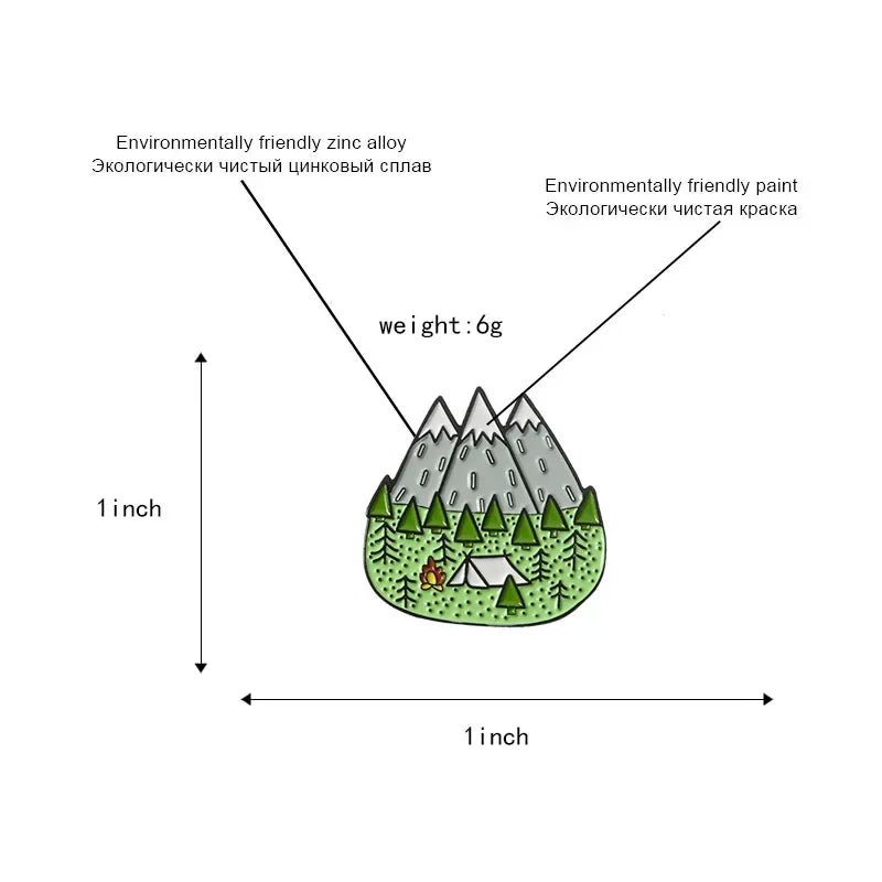 Personality Mountain Moon Sea Brooch Buckle Golden Metal Badge Bag Clothes Lapel Brooches For Women Men Kids Gifts