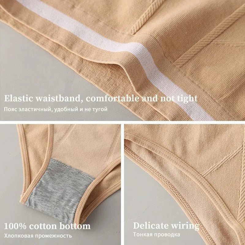 S-3XL 3-5Pcs Women Sport Briefs High Waist Panties Comfort Solid Color Underwear Sexy Underpants Intimate Lingerie Soft Briefs