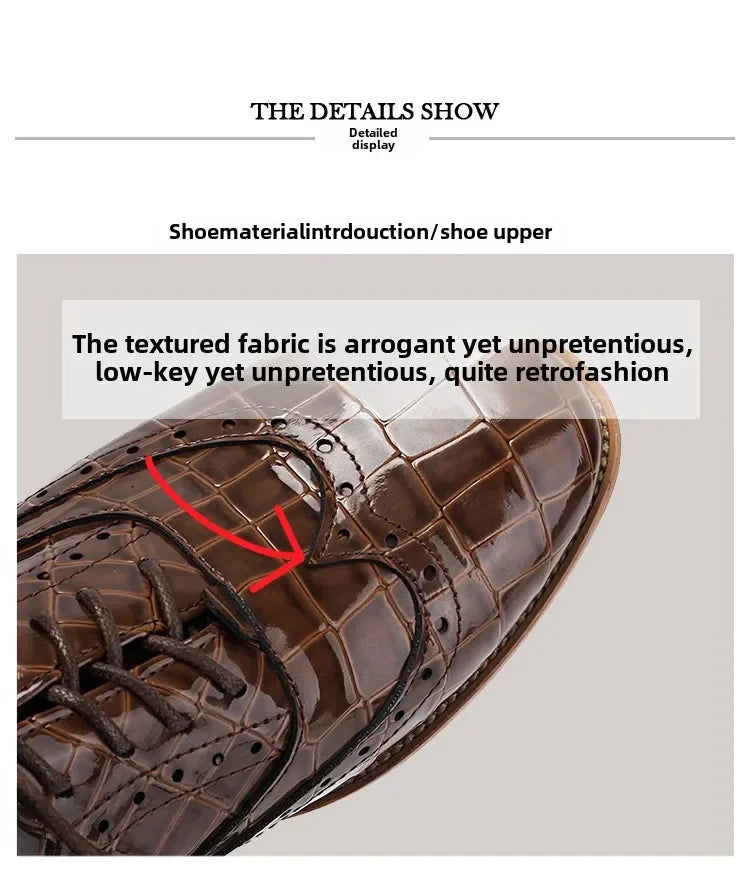 2025 Women Shoes Spring New Fashion Round Toe Lace Up Retro Single Shoe for Office Party Walk Thick Low Heeled big Size 48 775-1