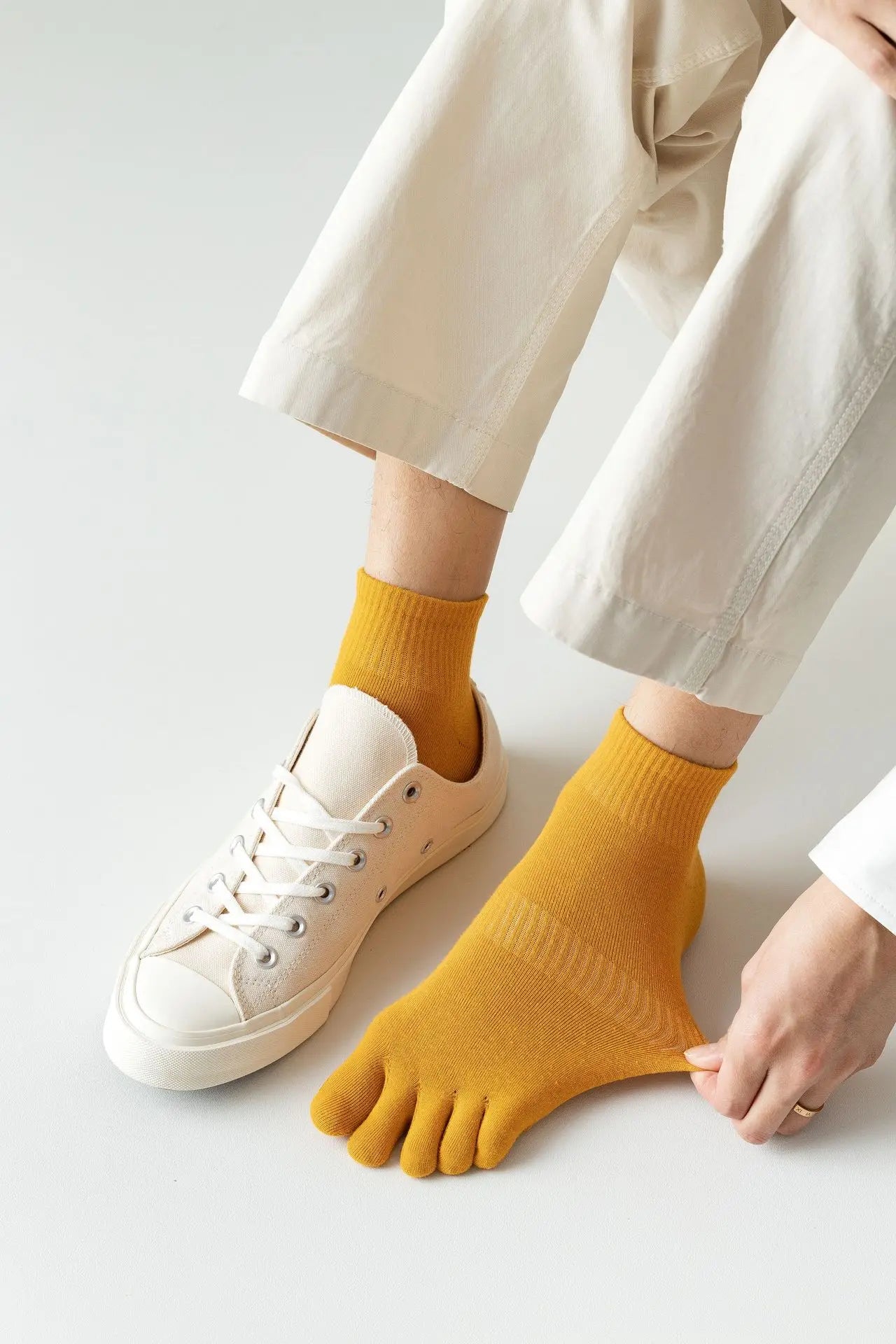 Men's Five Finger Ankle Sport Socks Cotton Breathable Mesh No Show Socks with Toes Fashion Sweat-absorbing High Quality Sokken