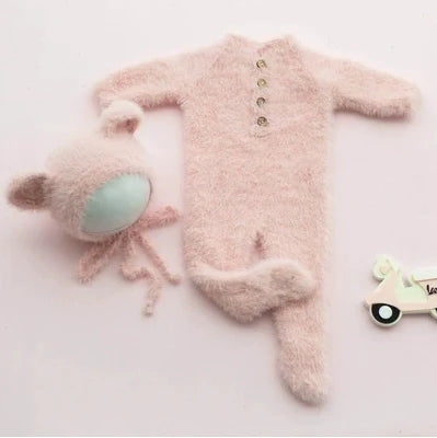 Newborn Bear Photography Set Onesie Baby Full Moon Home Photo Costume Studio Photography Props