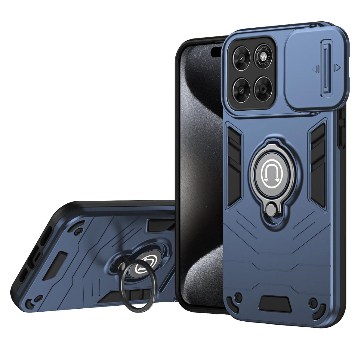 Sliding Window Metal Finger Holder Case for Motorola Moto G67 G77 G86 G56 G17 Power Shockproof Armour Camera Protection Cover
