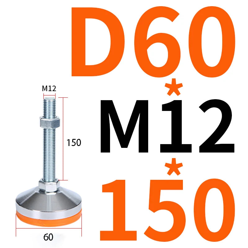 40 50 60 Heavy Metal Foot Cup/Fixed Foundation Screw/Adjustable Foot/Anti Slip Shock Absorber Support Foot M8 M10 M12 M14 M16