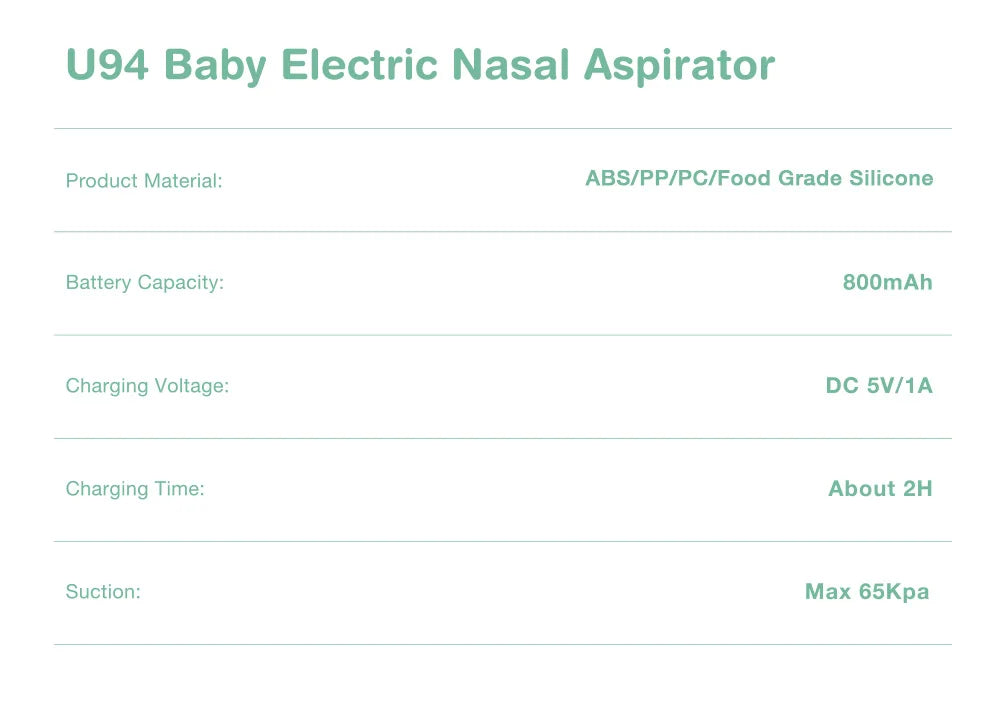 MAMIJOY Electric Nasal Absorber Baby Nose Cleaner Silent Baby Obstruction Rhinitis Cleaner Nasal Aspirator For Newborn U94