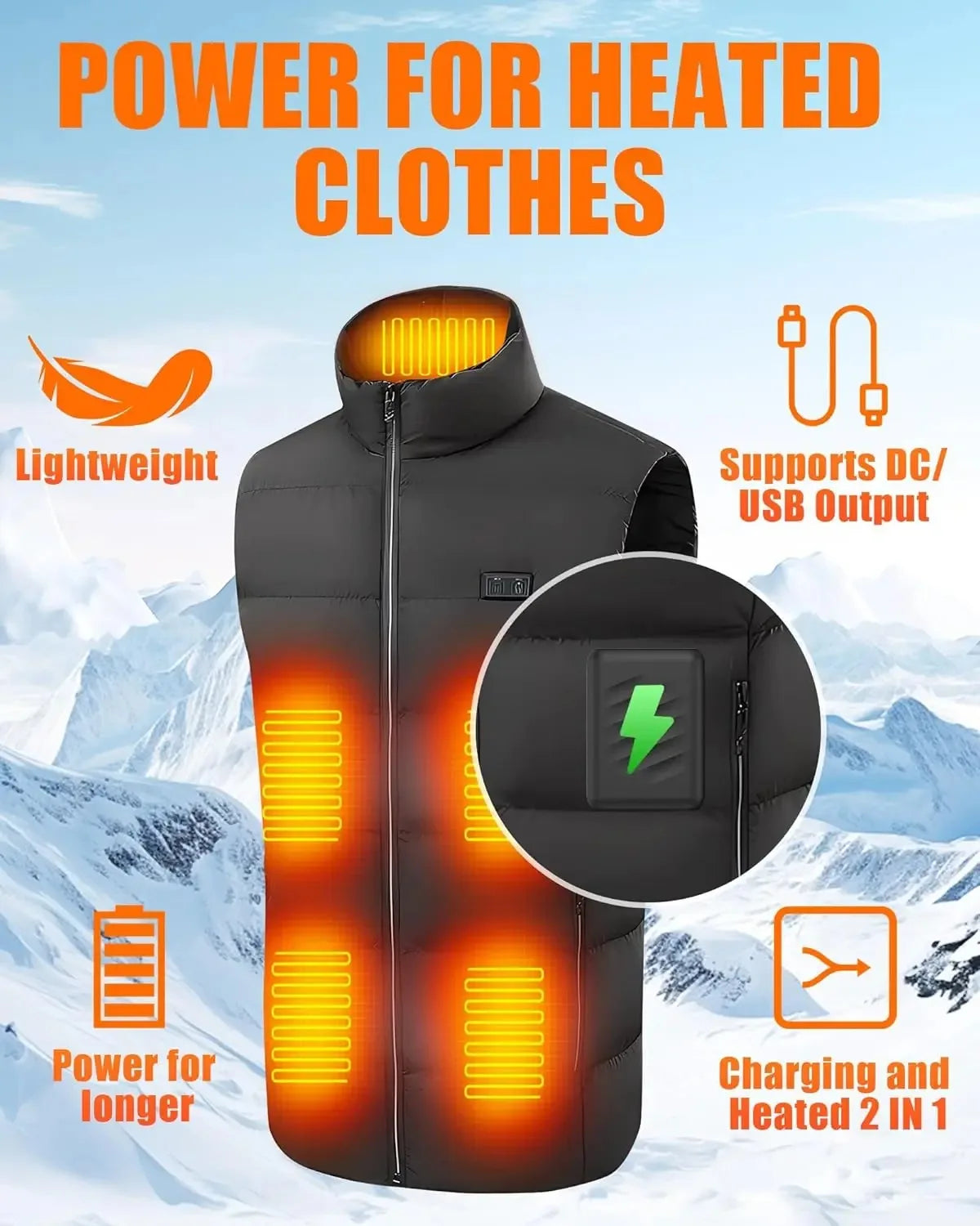 30000mAh Rechargeable 12V 3A Power Pack For Heated Jacket Power Bank Spare Battery Portabl Heating Vest Auxiliary Battery