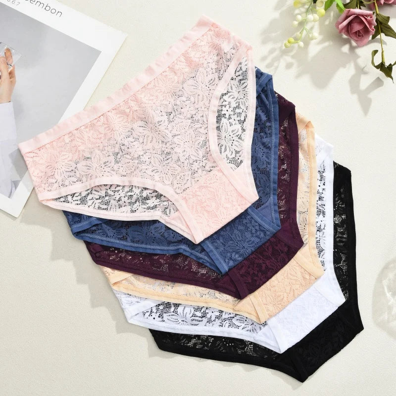 1Pc Sexy Floral Lace Underwire Bras Panties Sets Hollow Out See-Through Romantic Lingerie Underwear Sexy Women Panties S-XL