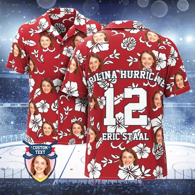 2025 Custom Photo Face Name Hawaiian Shirt Personalized Diy Text Beach Shirt Gift Mens Designer Shirts Customize Club Jersey