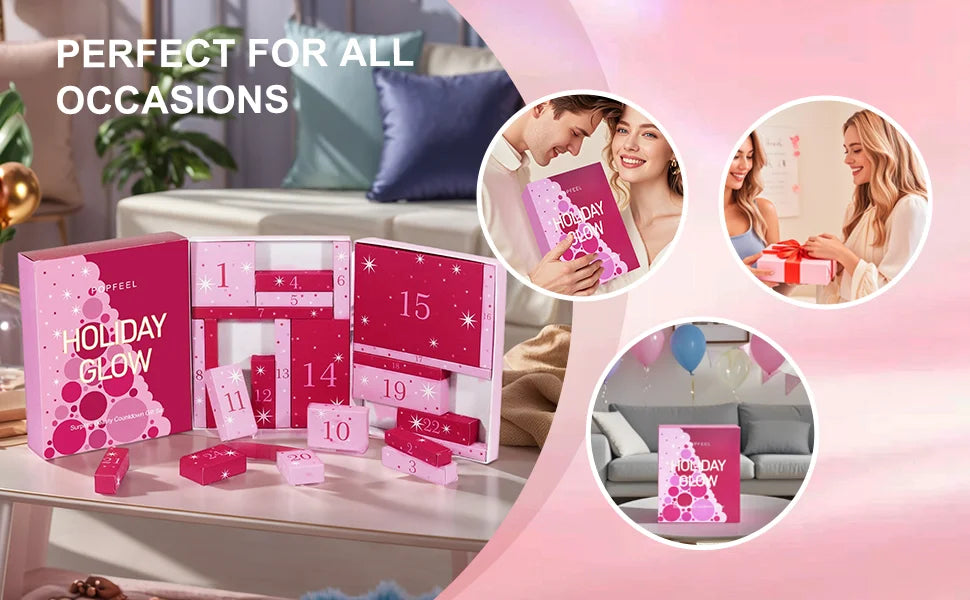 2025 Christmas Countdown Makeup Set Lipstick Eye Shadow Cosmetics 24pcs Holiday Beauty Advent Calendar Gift Box for Women Girls