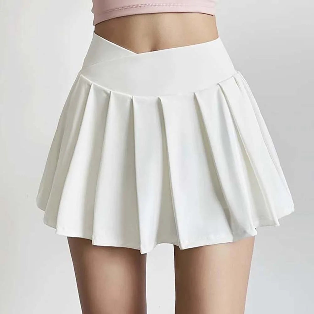 Combined in One High Waist Pleated Skirt Fitness Clothes Breathable Tennis Short Fillibeg Tight Solid Color Sports Yoga Kilt