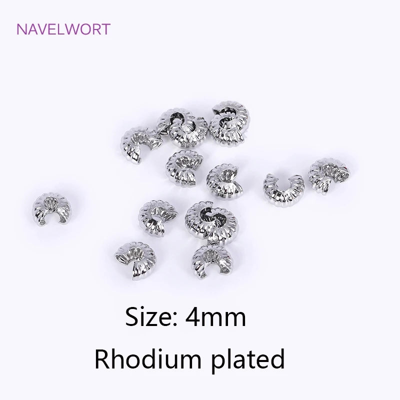 18K Gold Plated Brass Stripe Crimp End Beads Stopper Open Crimp Beads Covers DIY Handmade Crafts Accessories For Jewelry