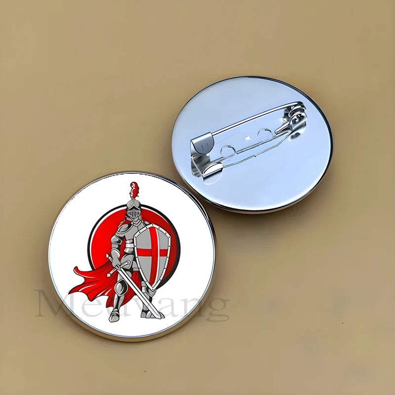 New Knights Templar brooch men's Red Cross Freemason emblem glass lapel badge hat backpack pin