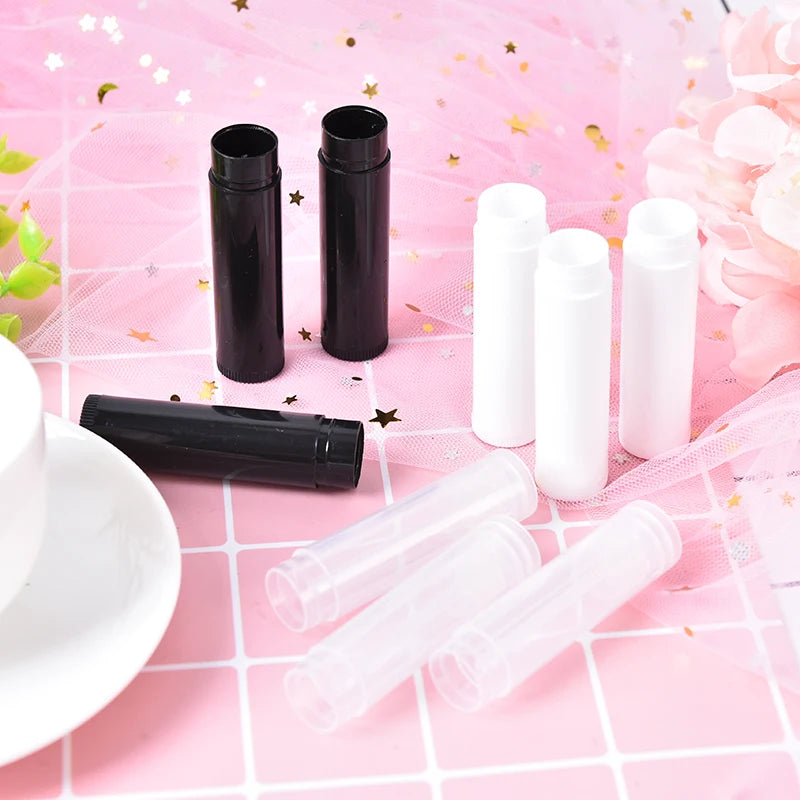 100pcs Clear Black White Balm Tube Container With Cap Cosmetic Sample Container 5ml Diy Empty Lipstick Bottle Lip Gloss Tube Lip