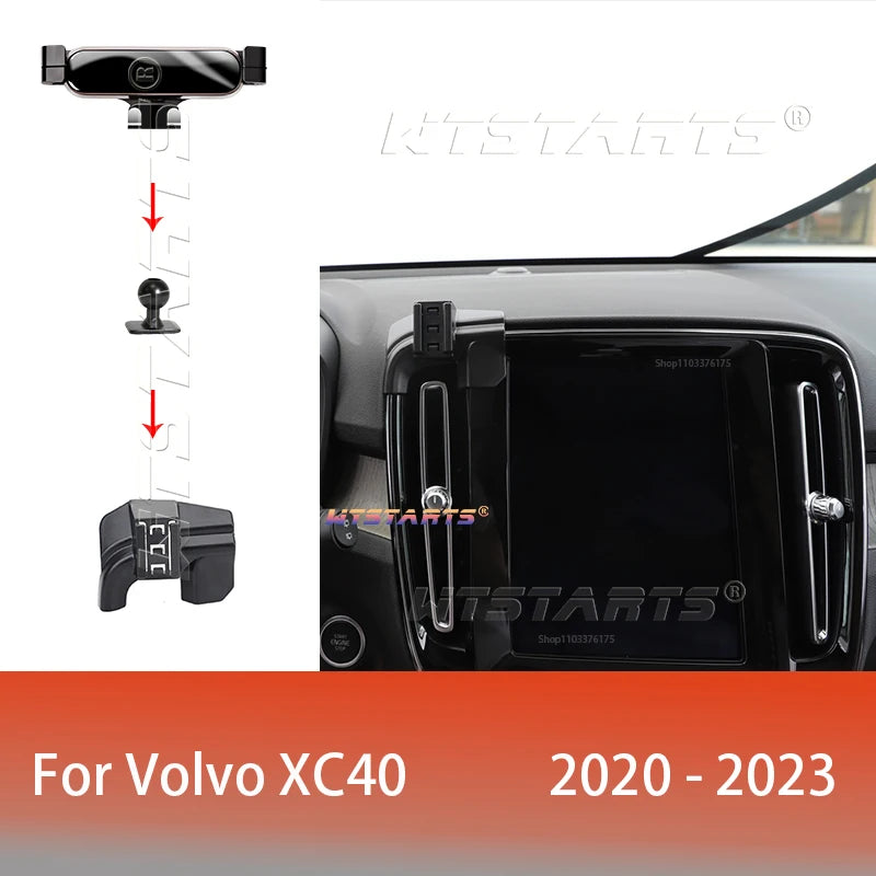 For Volvo XC40 2020-2023 Adjustable Car Phone Holder Mobile Mount Gravity GPS Rotatable Navigation  Bracket Car Accessories
