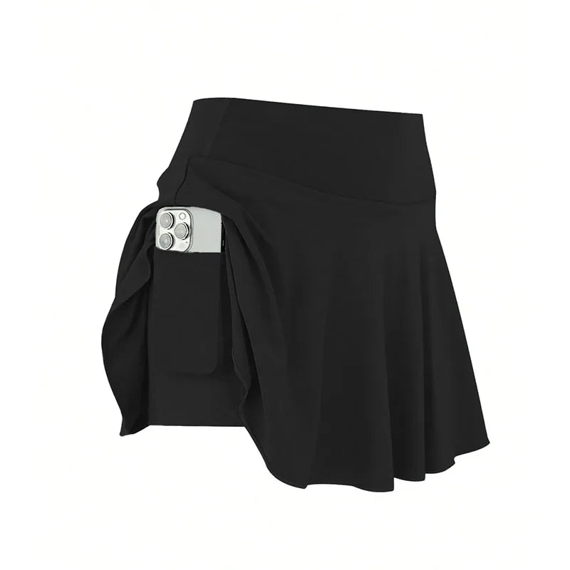 Summer Women Sprints Tennis Skirts Quick Drying Running Workout Fitness Short Skirt High Waisted Athletic Golf Mini Skirt 2 In 1