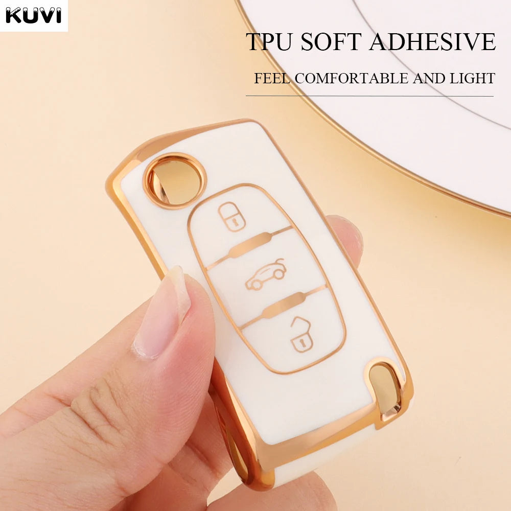 TPU Car Flip Key Case Cover Shell Fob Keyless For Peugeot 107 207 307 308 407 607 3008 5008 For Citroen Xsara Picasso C5 C6 C8