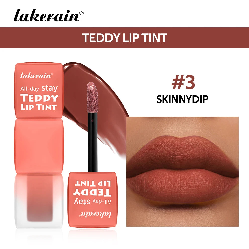 6pcs/set Teddy Velvet Non-stick Cup Lip Glaze Matte Lipstick Waterproof Longlasting Color Liquid Silky Saturation High Lip Gloss