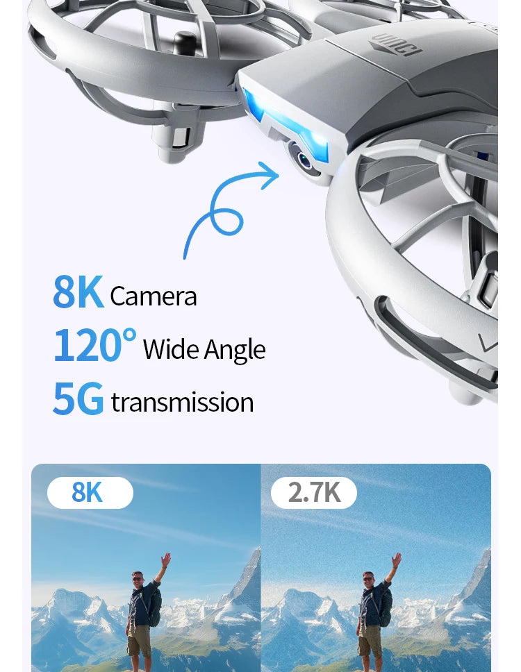 V8 Mini Drone 4K Profession HD Wide Angle Camera WiFi FPV RC Dron Height Keep Helicopter Foldable Quadcopter UAV Toys Gift