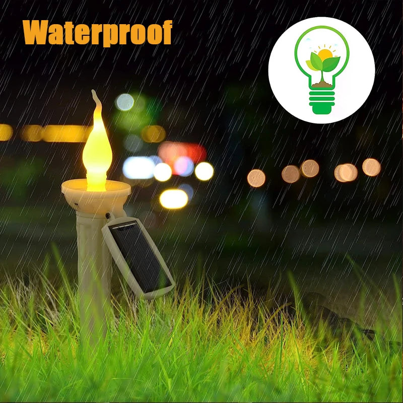 Solar Garden Light Candle Light with Candlesticks Holders Waterproof LED Solar Lamp for Outdoor Garden Lawn Pathway Decoration
