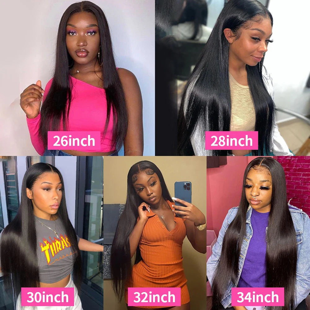 360 HD Transparent Lace Frontal Wigs Pre Plucked Brazilian Bone Straight 13x4 13x6 Lace Front Human Hair Wigs For Black Women