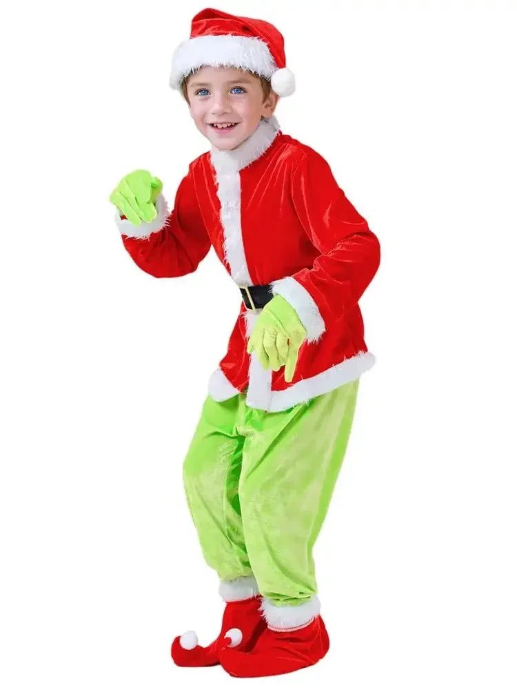 Halloween Explosive Green Hairy Monster Grinch Costume Santa Claus With Pantsuits Play Clothing Wholesale