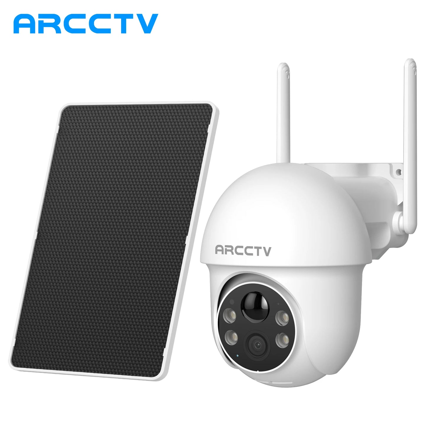 ARCCTV 2K Solar Wifi Camera Color Night Vision Security Surveillance Camera Outdoor Wireless Motion Detection HD Two Way Audio