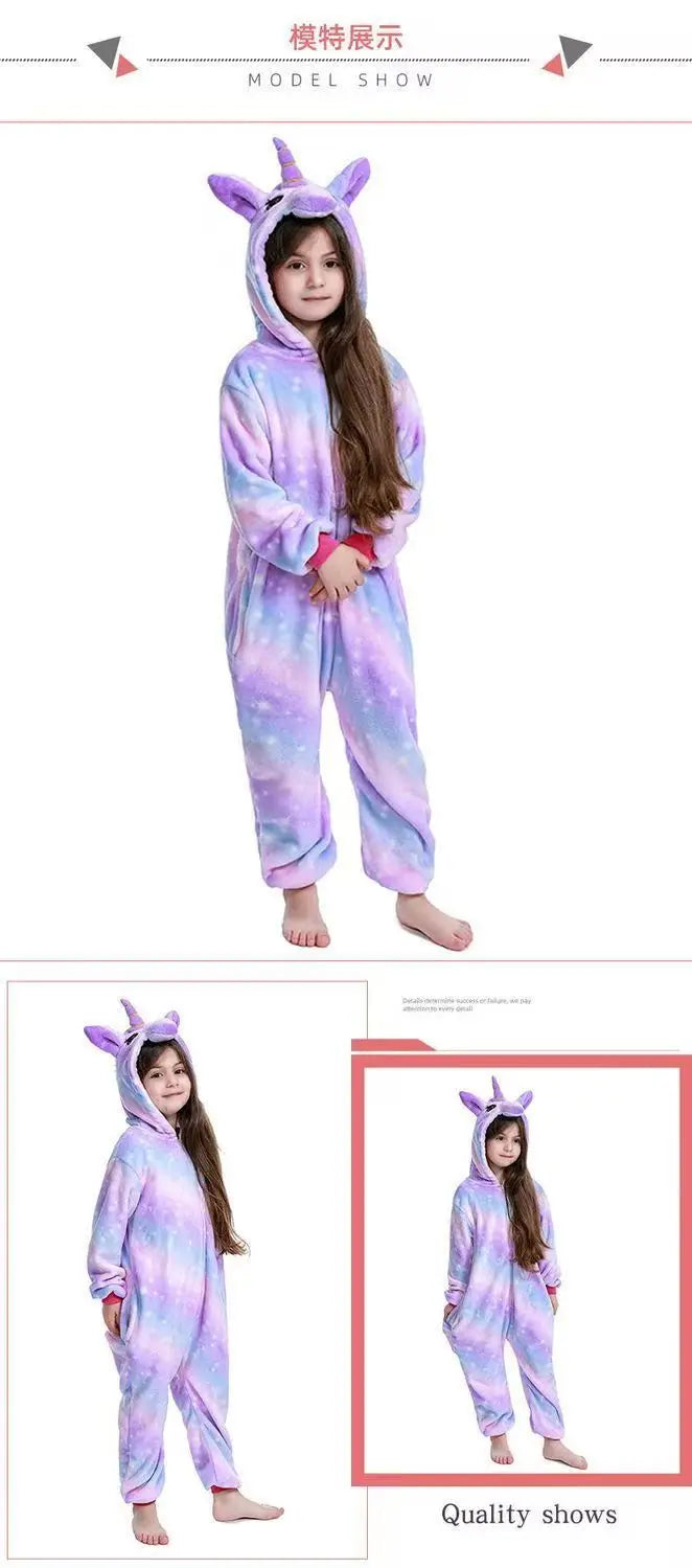Dinosaur Cosplay Children's Costume Cute Kids Sleepwear Flannel Animal Onesies Boys Girls Pajamas Christmas Party Jumpsuit