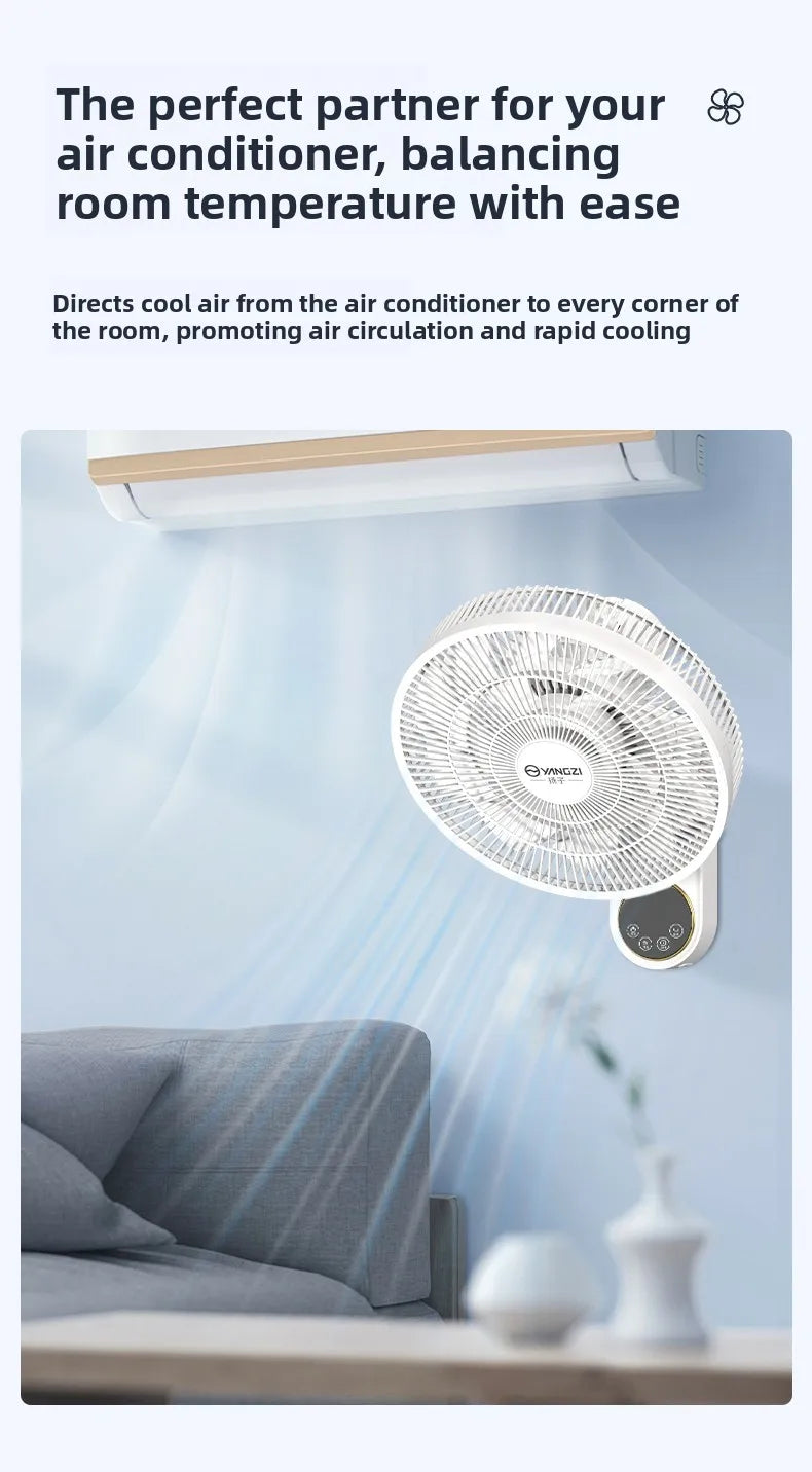 Wall-mounted electric fan commercial wall-mounted super powerful small fan punch-free remote control fan